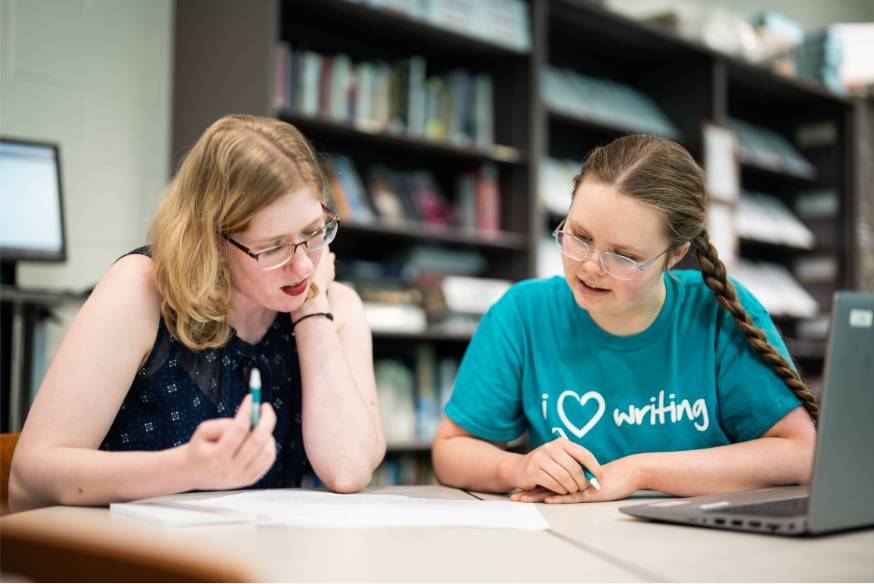 A consultant and a student working together at a table